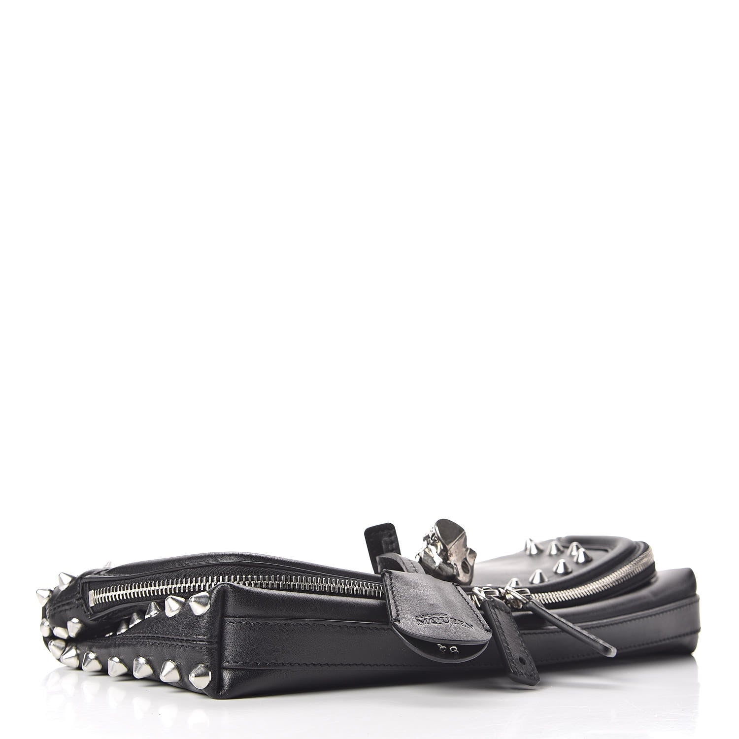 Alexander McQueen Calfskin Studded Padlock Skull Clutch Black 4 of 9