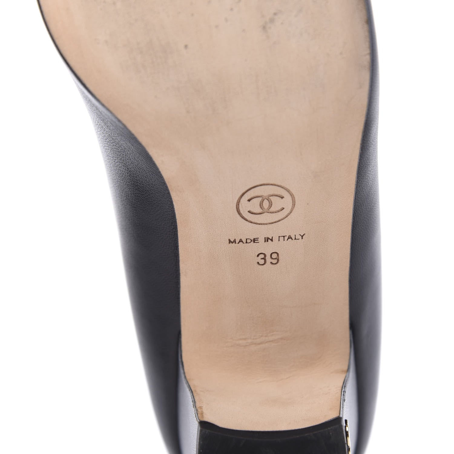 Chanel Lambskin Patent CC Cap Toe Pumps 39 Black 10 of 10