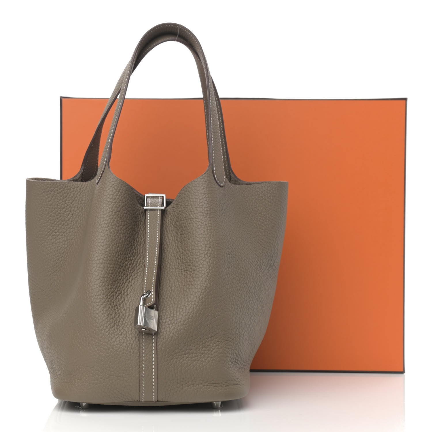 Hermes Taurillon Clemence Picotin Lock 22 MM Etoupe 12 of 12