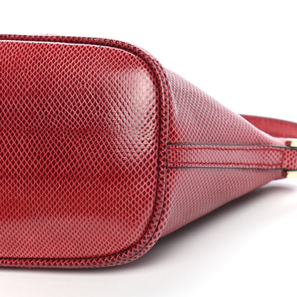 Gucci Calfskin Lizard Embossed Boat Pochette Red 9 of 9