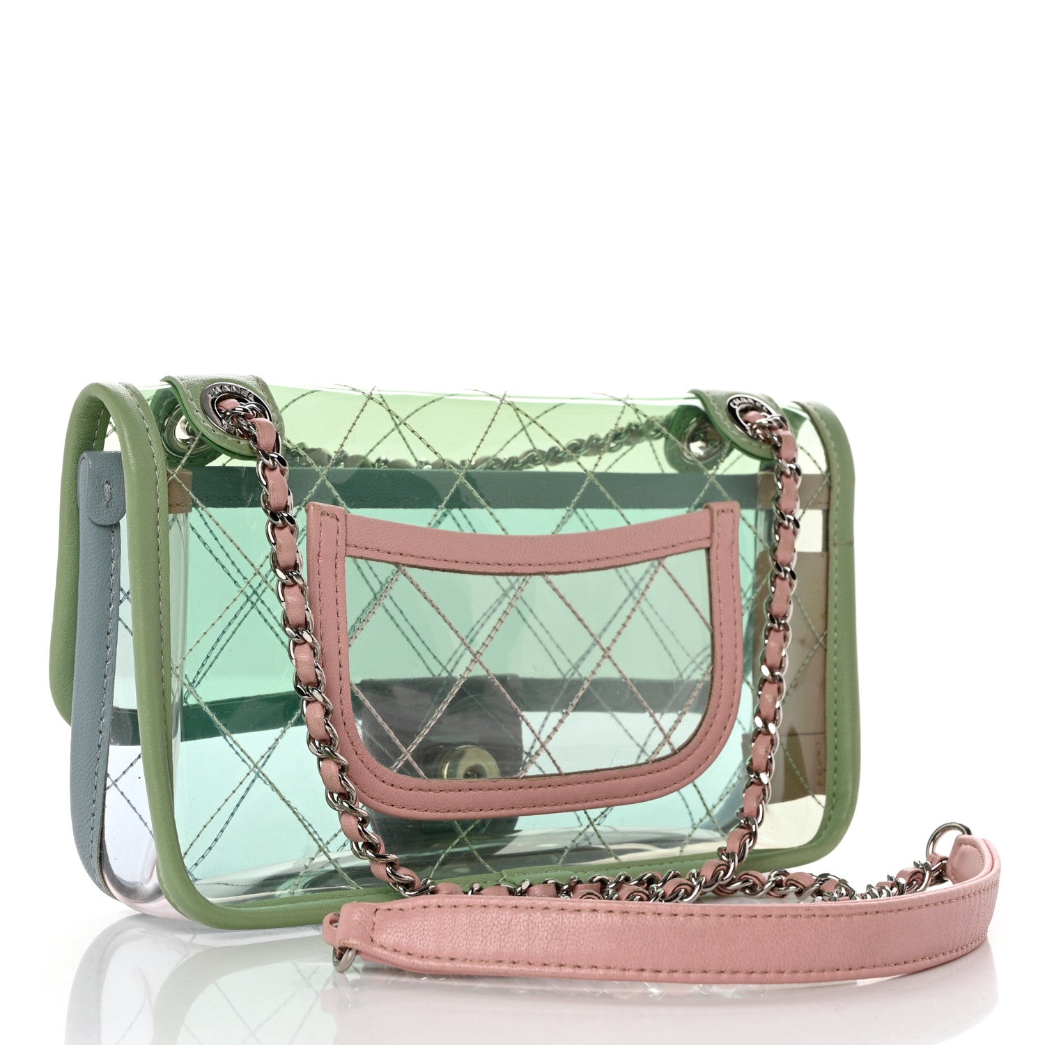 Chanel Lambskin PVC Quilted Mini Coco Splash Flap Blue Green 2 of 12