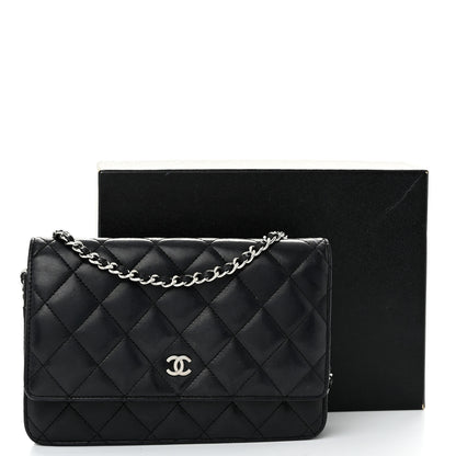 Chanel Lambskin Quilted Wallet On Chain WOC Black 12 of 12