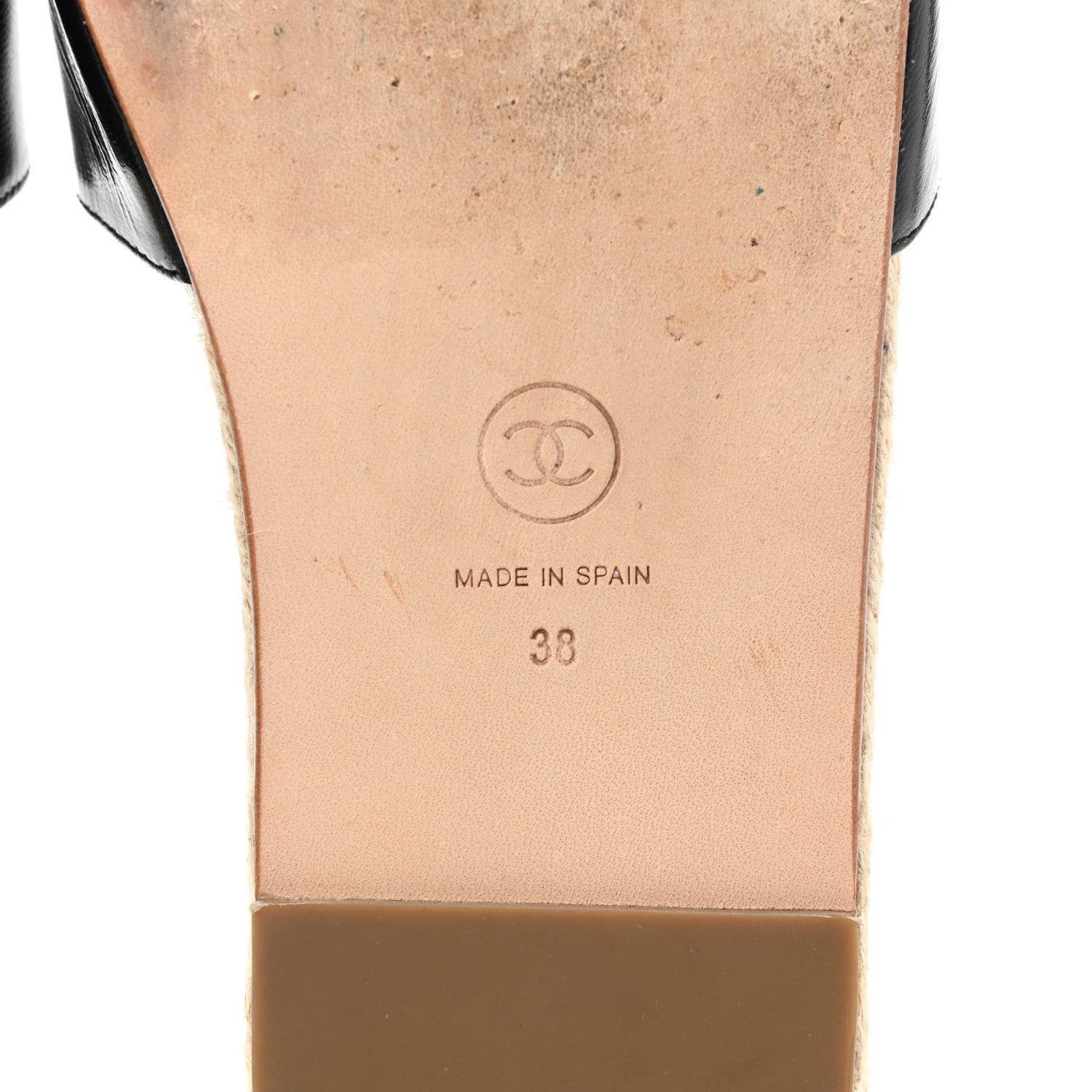Chanel Patent Calfskin Crystal CC Espadrille Slip On Sandals 38 Black 6 of 9