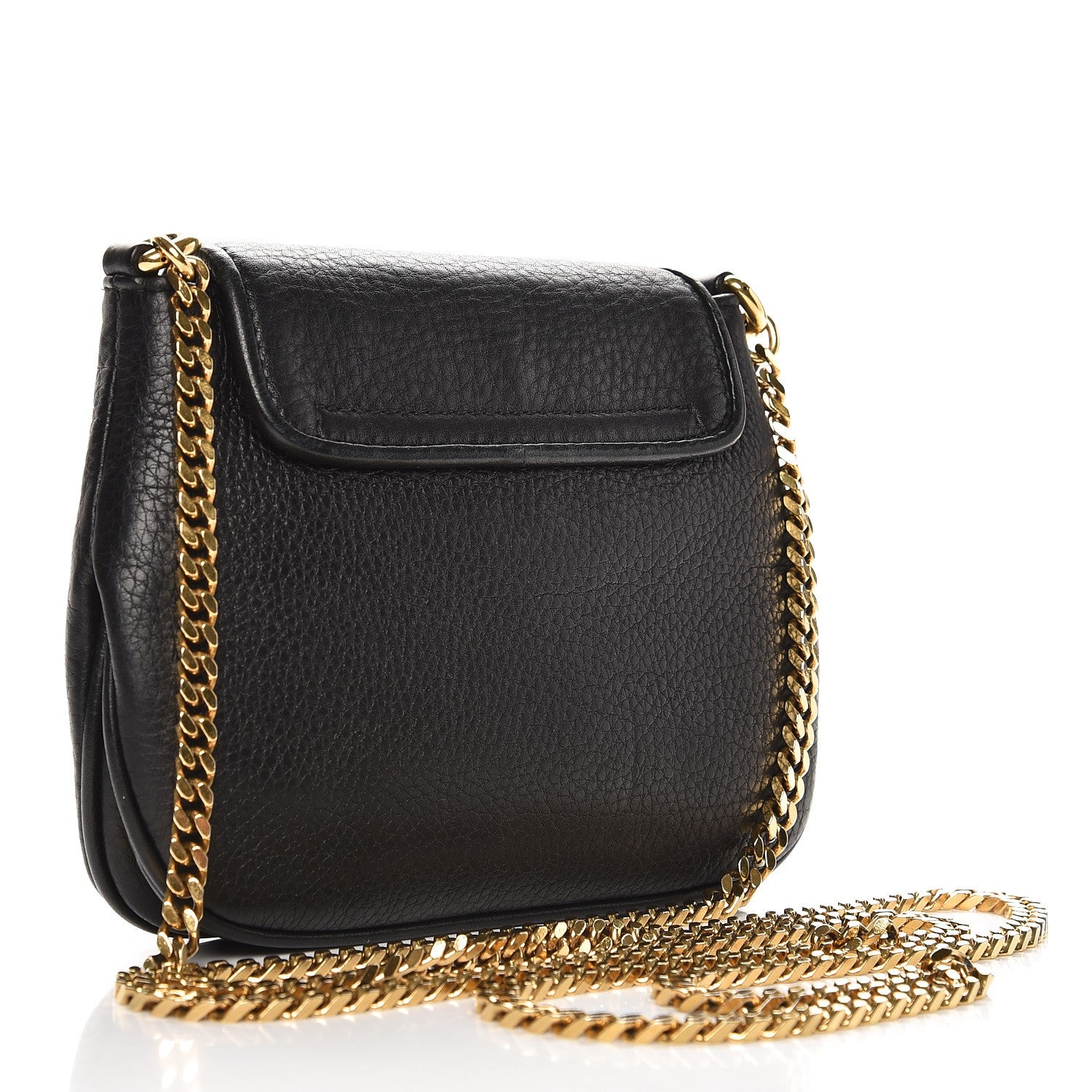 Gucci Pebbled Calfskin Small 1973 Chain Shoulder Bag Black 3 of 7