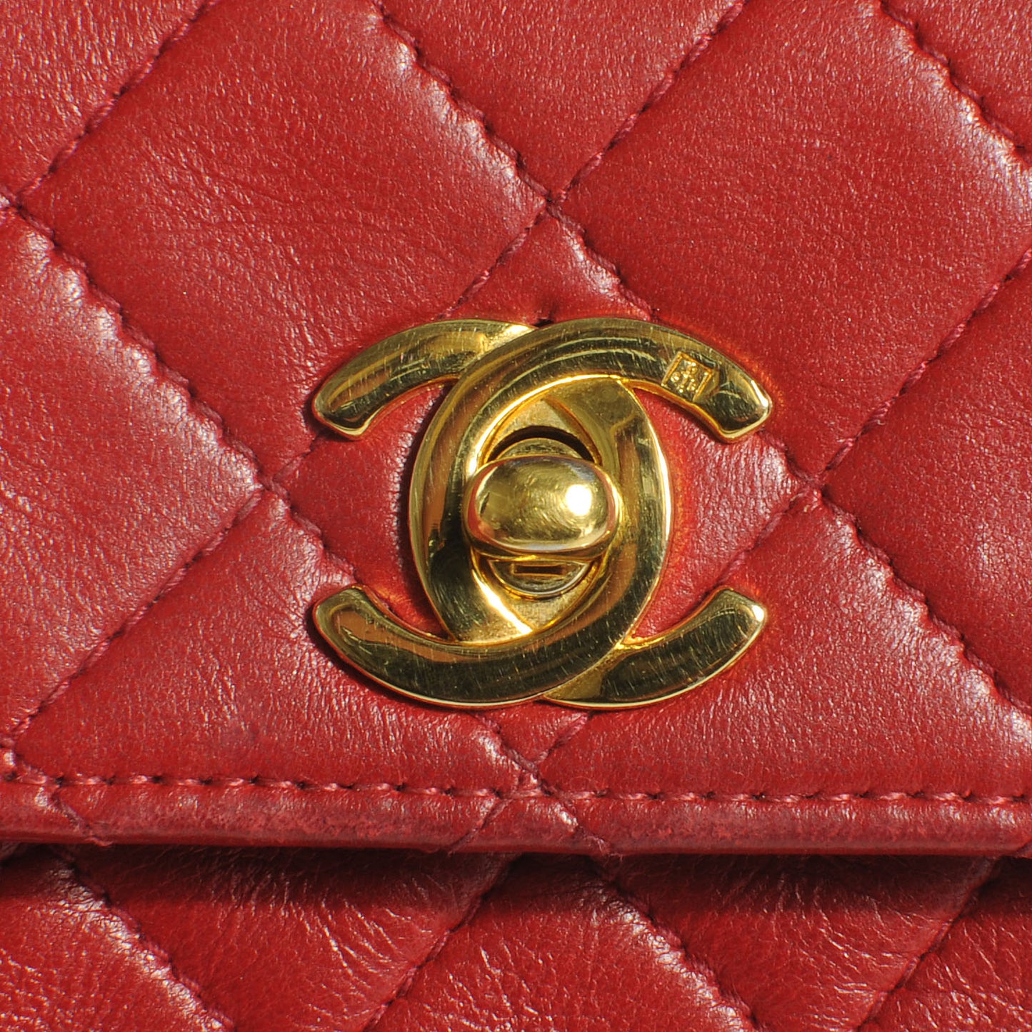 Lambskin Quilted Extra Mini Flap Red