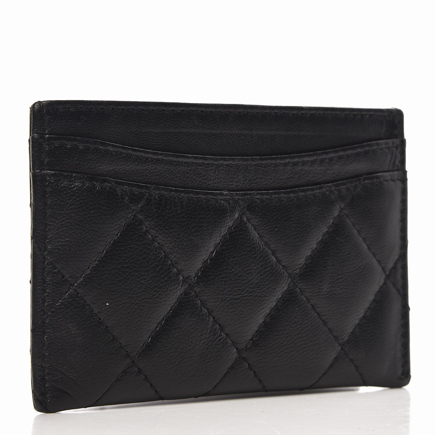 Lambskin Quilted Card Holder Black