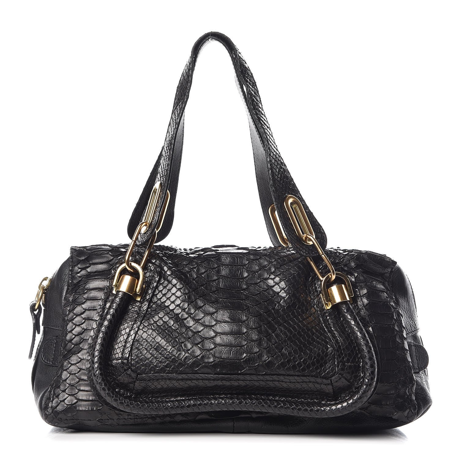 Chloe Python Calfskin Paraty East West Shoulder Bag Black 1 of 12