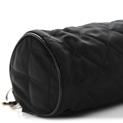 Prada Tessuto Nylon Saffiano Impunturato Quilted Barrel Pochette Black 9 of 10