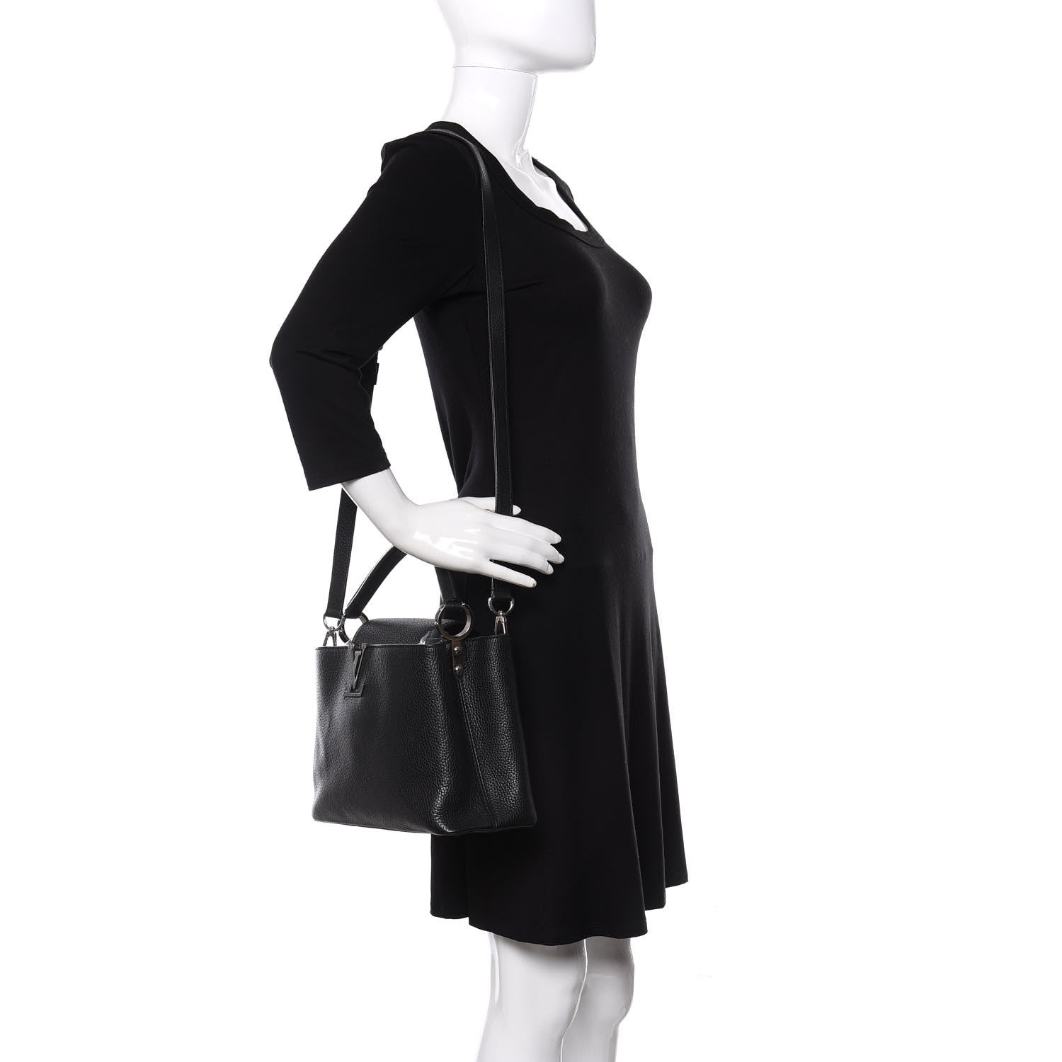 Louis Vuitton Taurillon Capucines PM Black 2 of 8