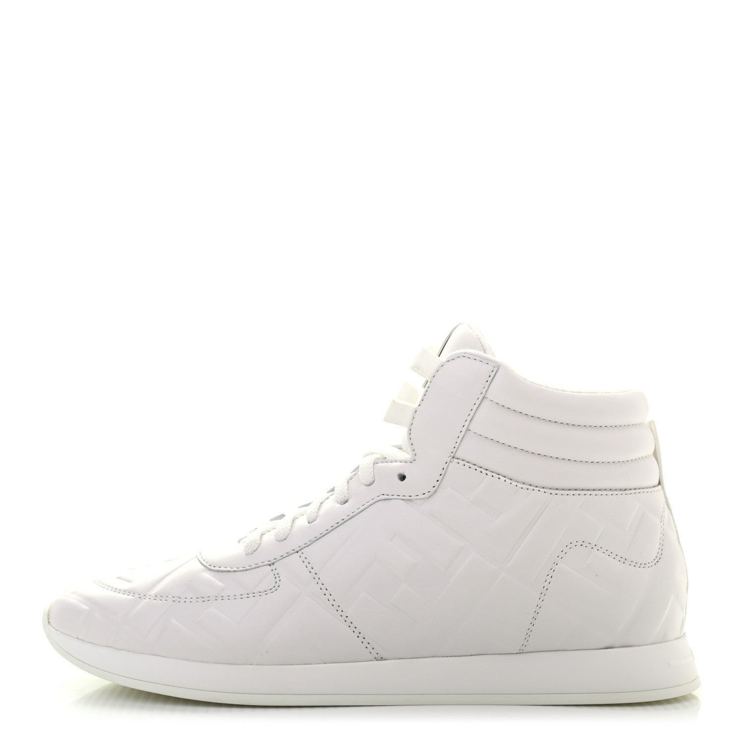 Fendi Nappa Macro FF Embossed Womens High Top Sneakers 39 White Ice 1 of 8