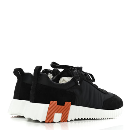 Hermes Parachute Fabric Suede Goatskin Bouncing Sneakers 37 Black Orange 4 of 9