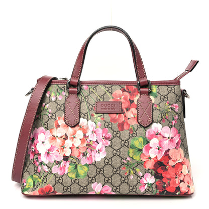Gucci GG Supreme Monogram Blooms Small Zippered Tote Beige Multicolor Dry Rose 1 of 10