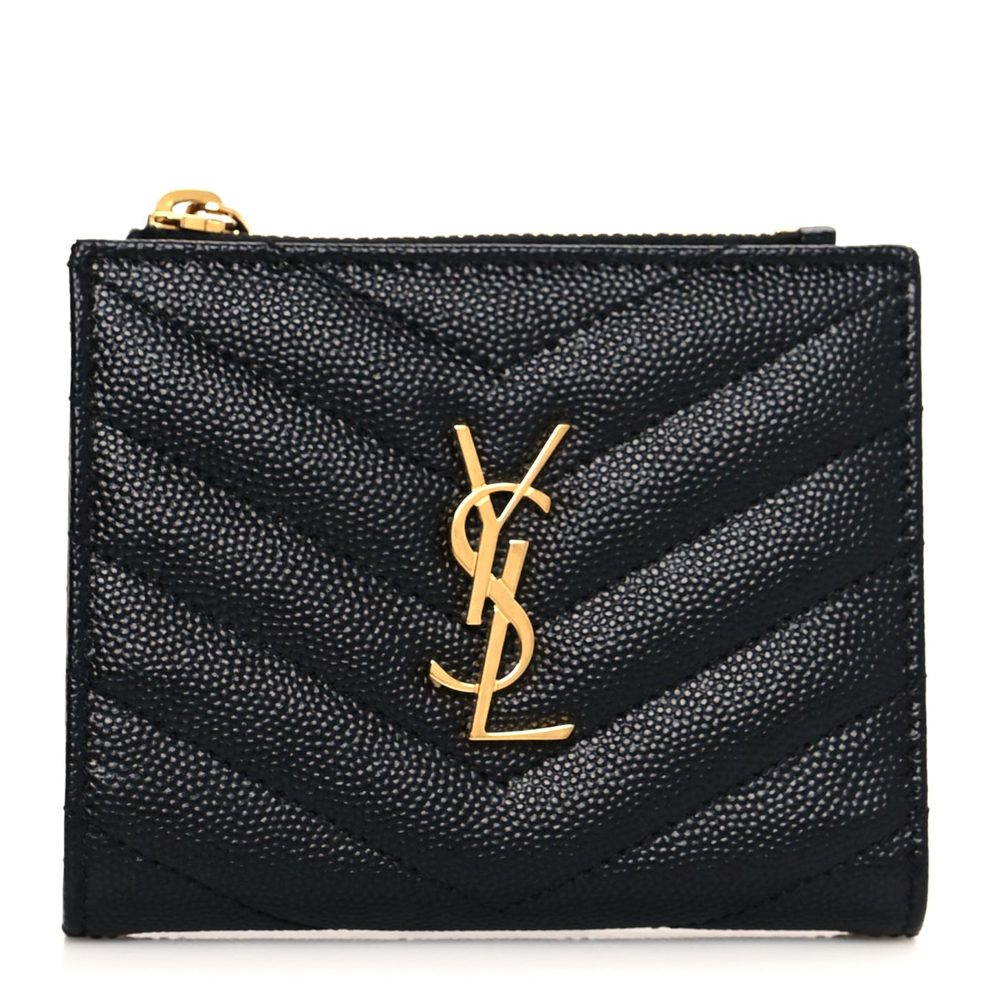 Grain De Poudre Matelasse Chevron Monogram Zipped Card Case Black