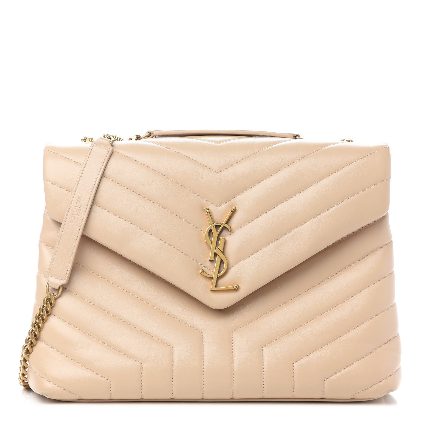 Calfskin Y Quilted Monogram Medium Loulou Chain Satchel Nude Powder