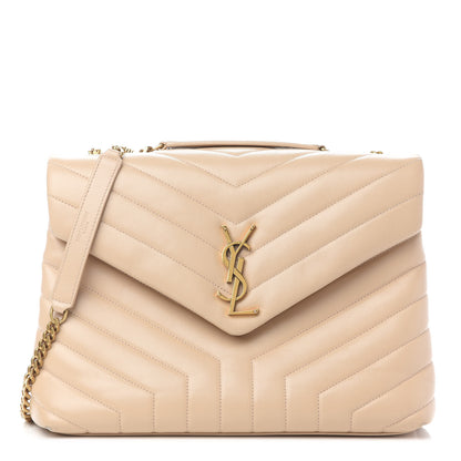 Saint Laurent Calfskin Y Quilted Monogram Medium Loulou Chain Satchel Nude Powder 1 of 13