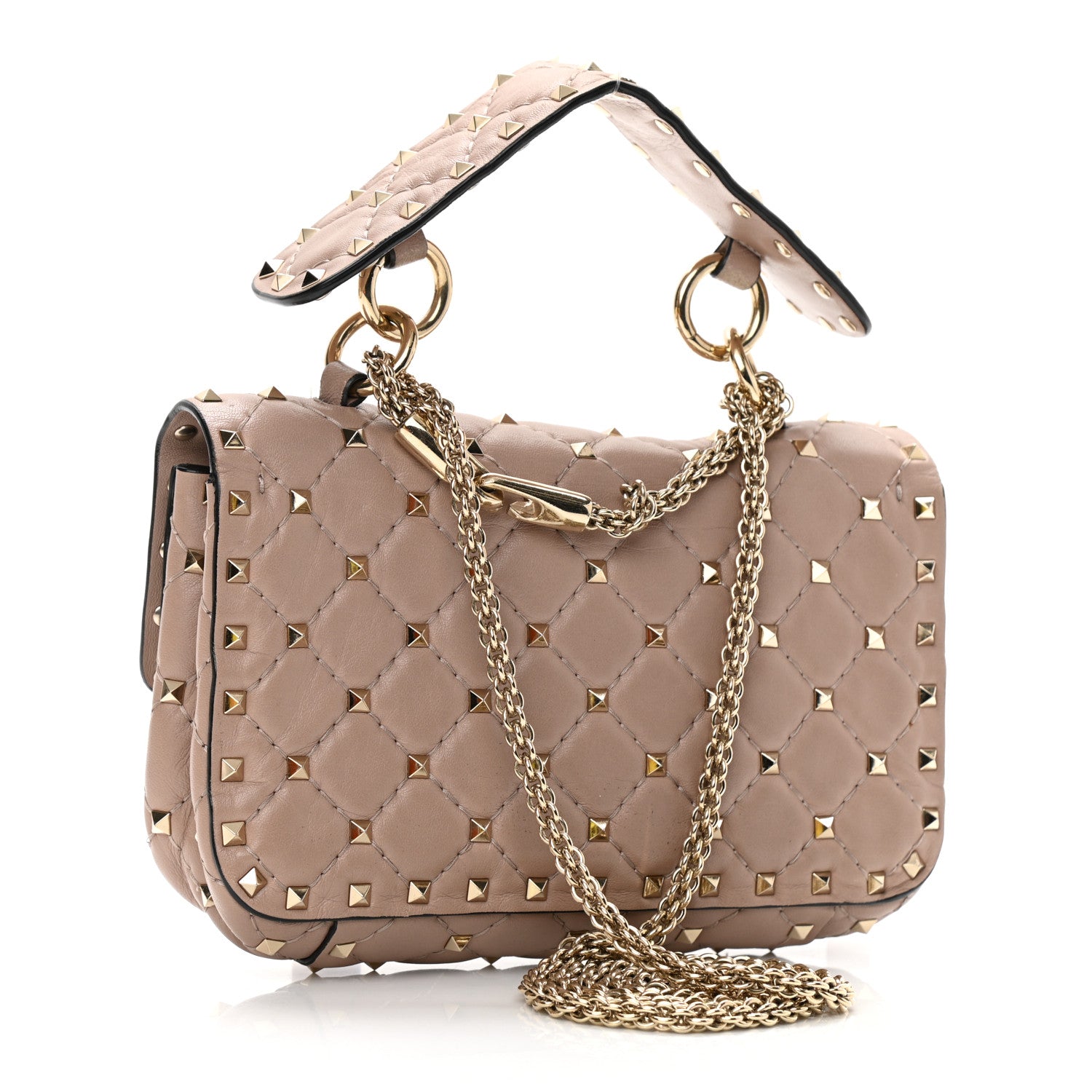 Valentino Garavani Nappa Small Rockstud Spike Shoulder Bag Poudre 3 of 9