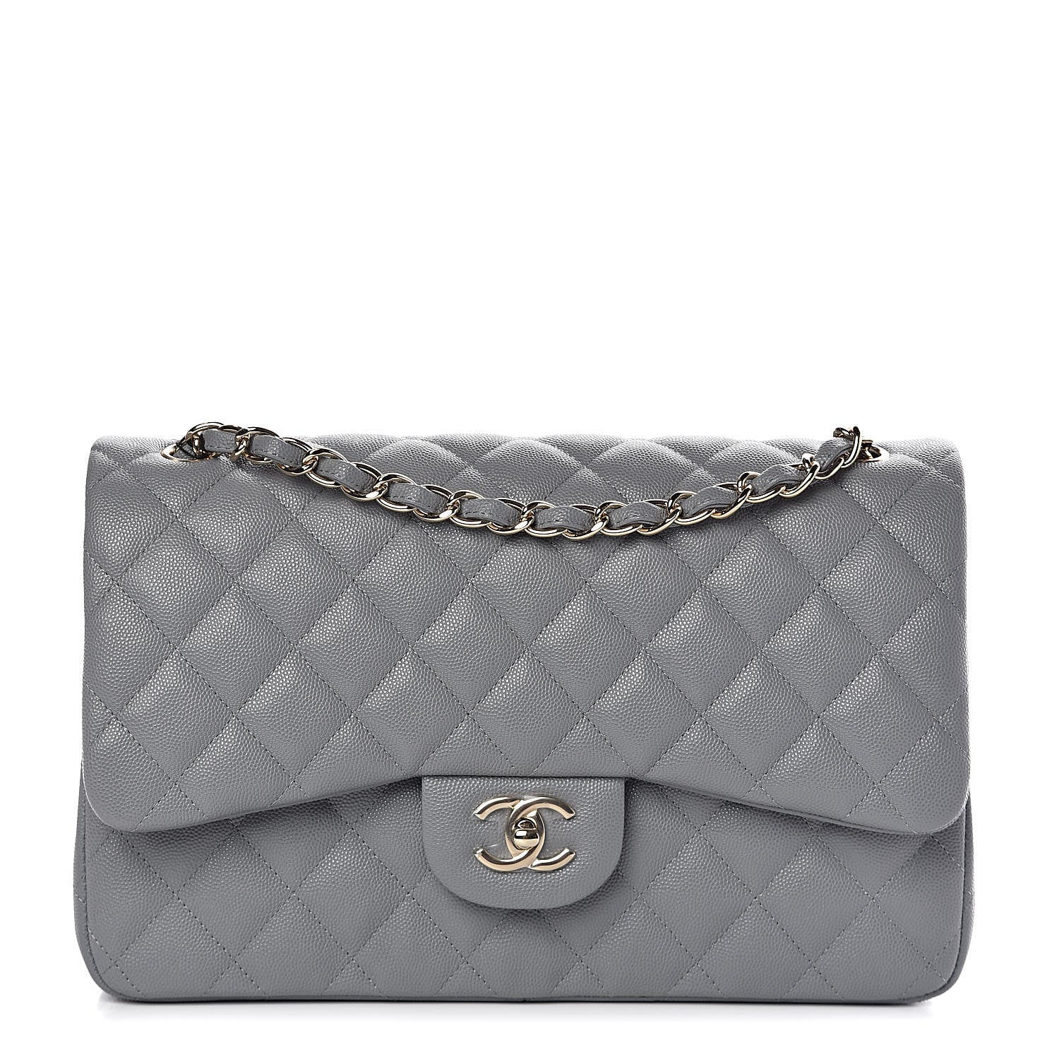 Chanel Caviar Quilted Jumbo Double Flap Grey 1 of 11