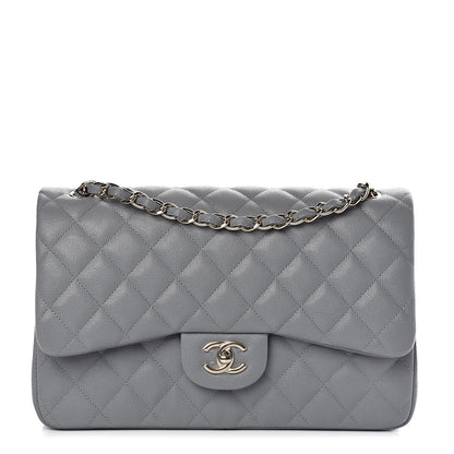 Chanel Caviar Quilted Jumbo Double Flap Grey 1 of 11
