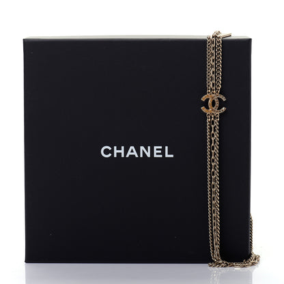 Chanel Baguette Crystal Gripoix Poured Glass CC Multi Strand Chain Necklace Light Gold 5 of 5