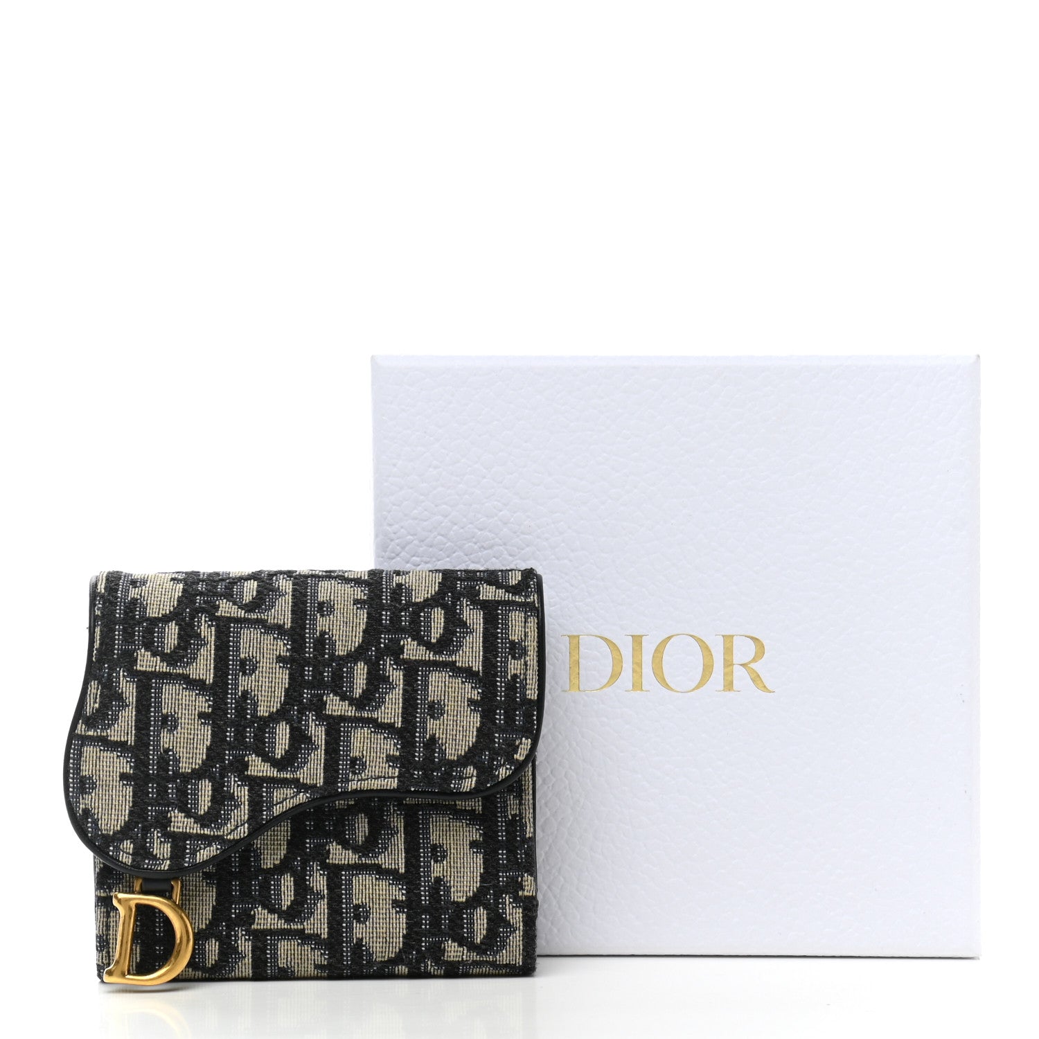 Christian Dior Oblique Saddle Lotus Wallet Blue 7 of 7