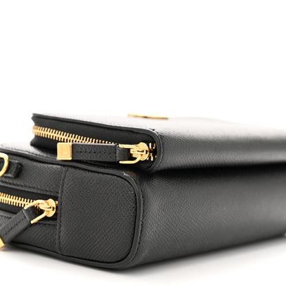 Christian Dior Grained Calfskin Caro Double Pouch Black 10 of 11