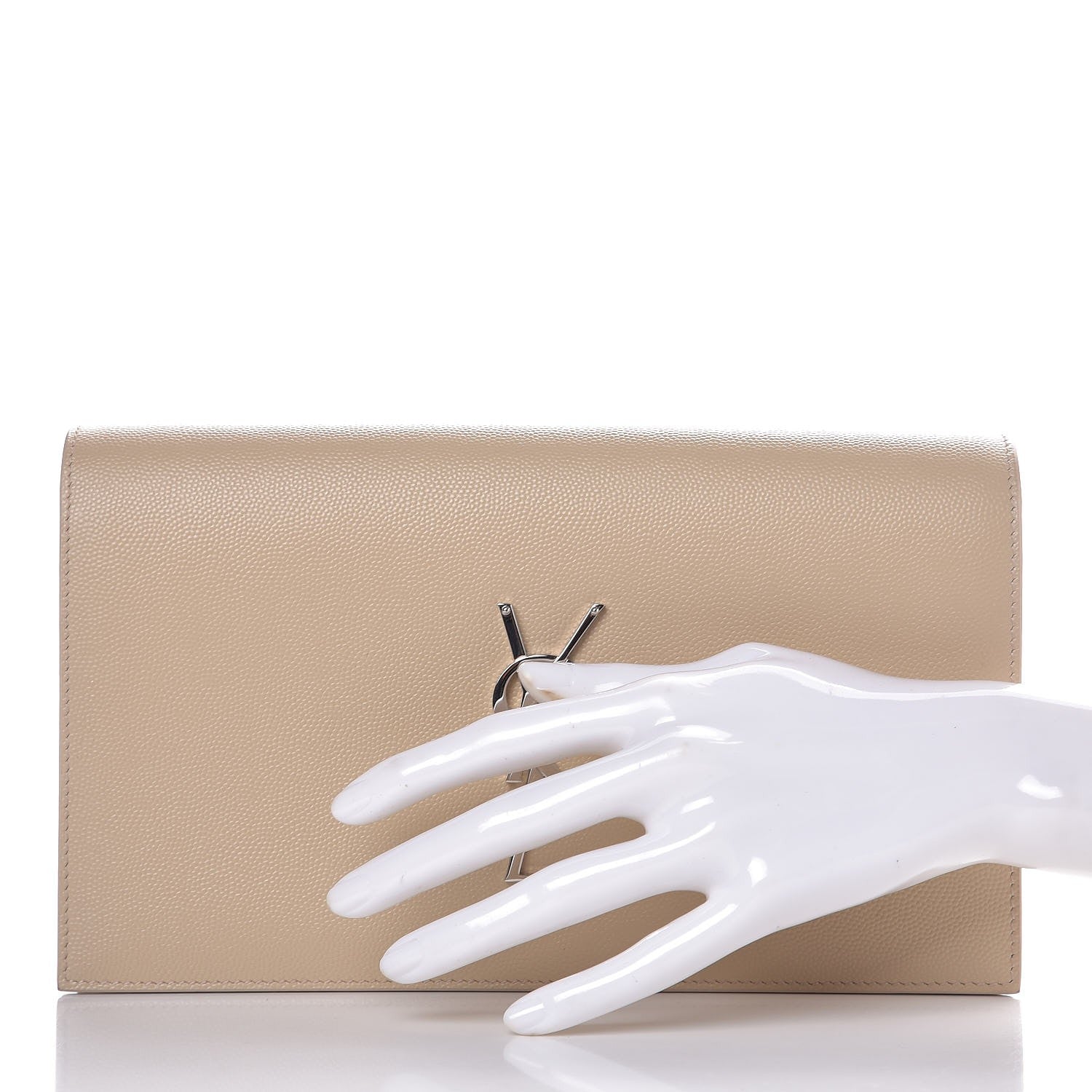 Saint Laurent Grain De Poudre Classic Kate Monogram Clutch Nude Powder 2 of 7