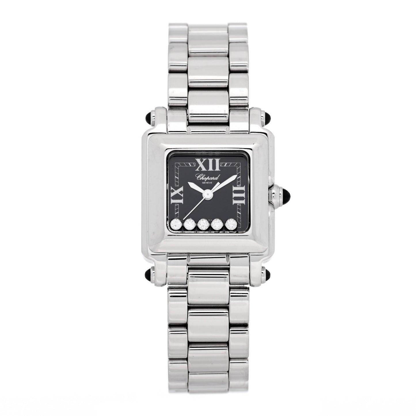 Stainless Steel 5 Diamond 23mm Happy Sport Quartz Watch Black