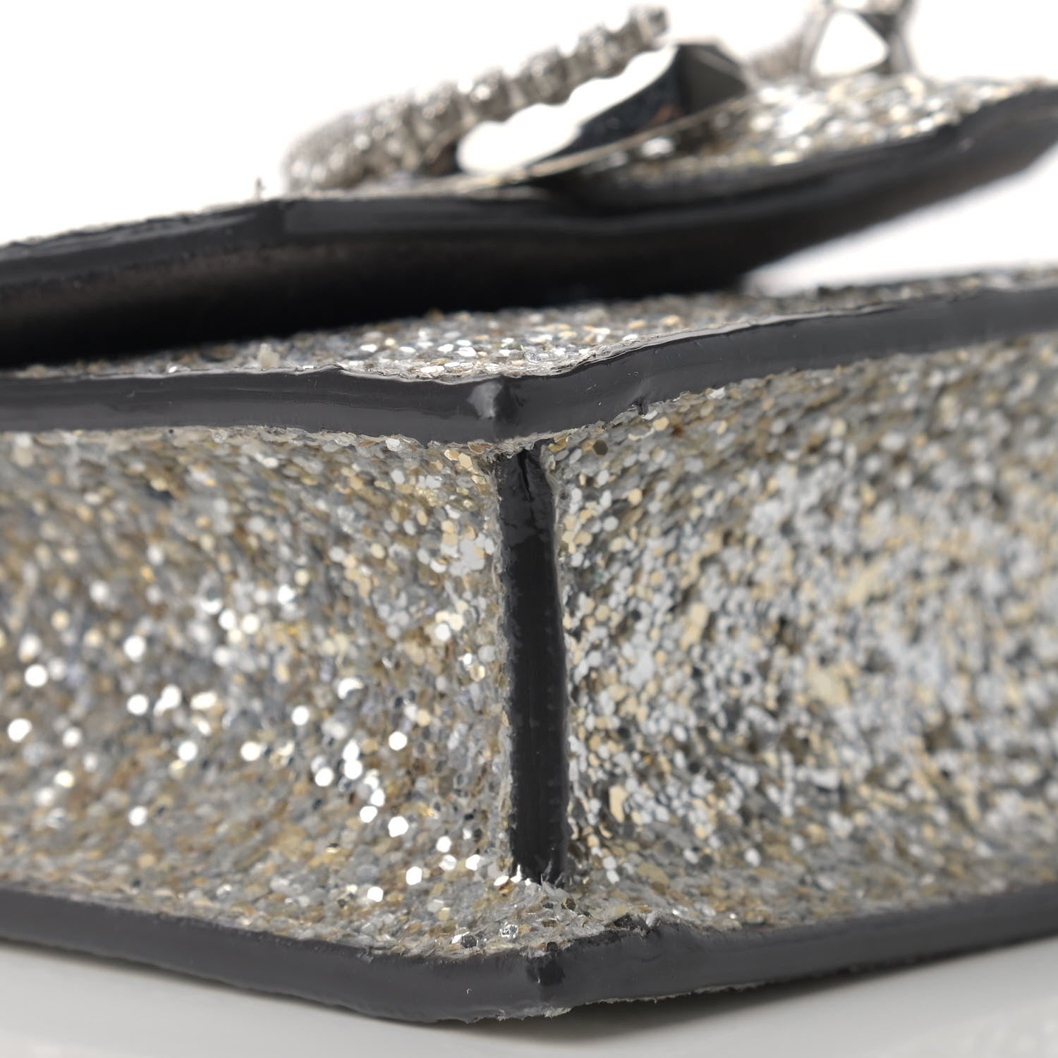 Jimmy Choo Coarse Glitter Mini Paris Crossbody Platinum 7 of 10