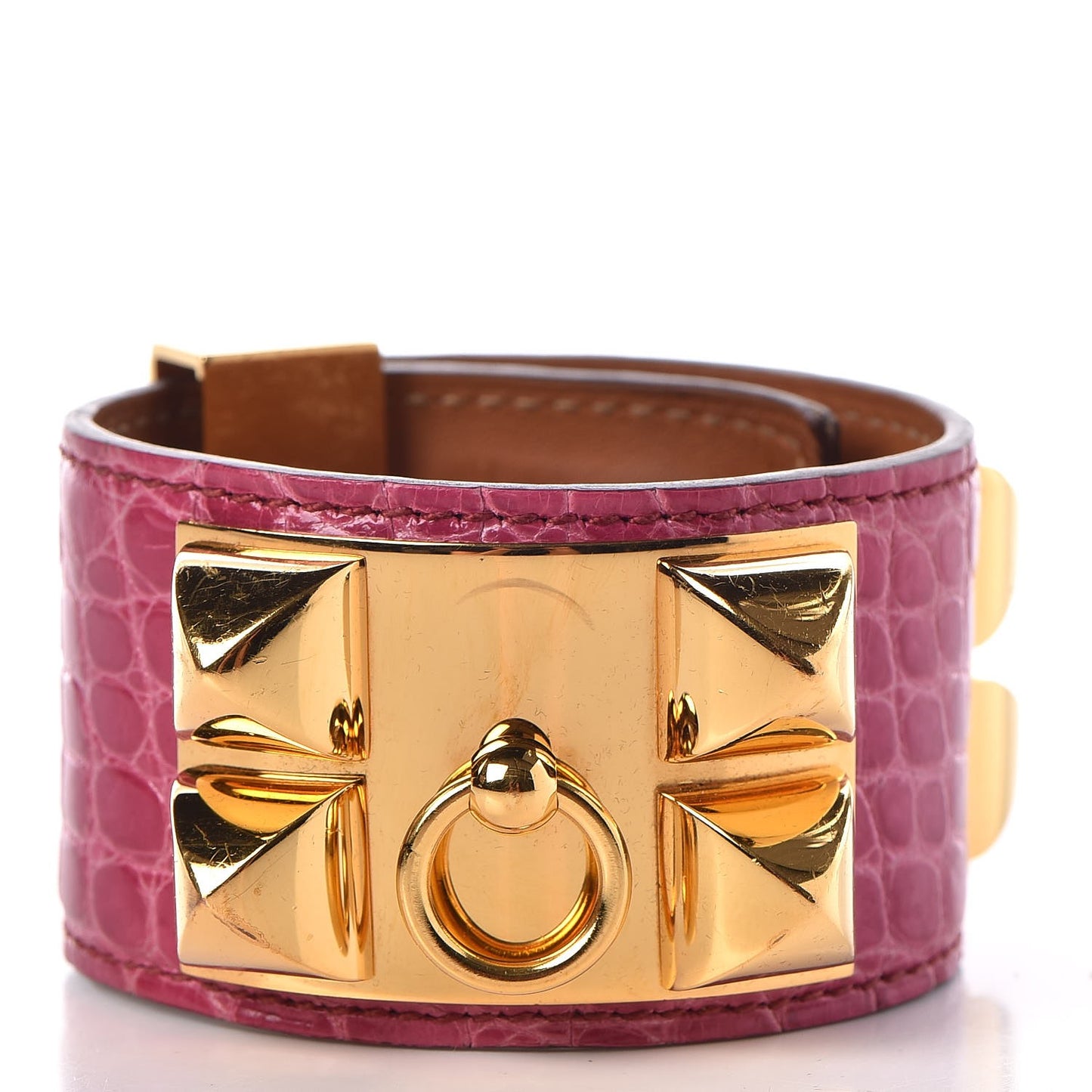 Matte Alligator Collier De Chien CDC Bracelet S Fuchsia