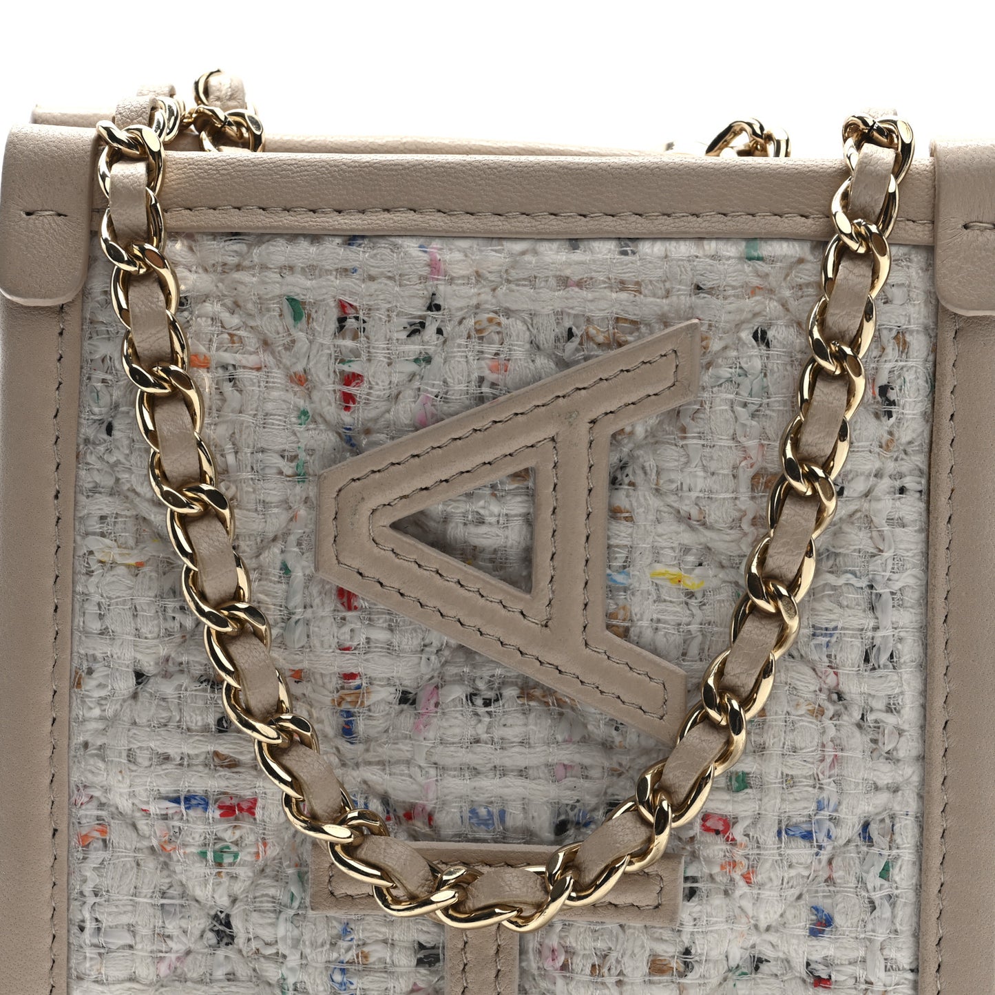 Tweed PVC Lambskin Clutch With Chain Light Beige