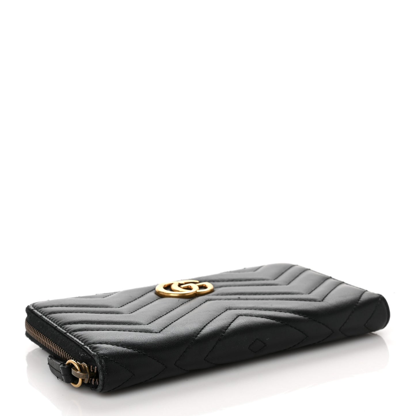 Calfskin Matelasse GG Marmont Zip Around Organizer Wallet Black