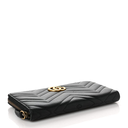 Gucci Calfskin Matelasse GG Marmont Zip Around Organizer Wallet Black 4 of 8