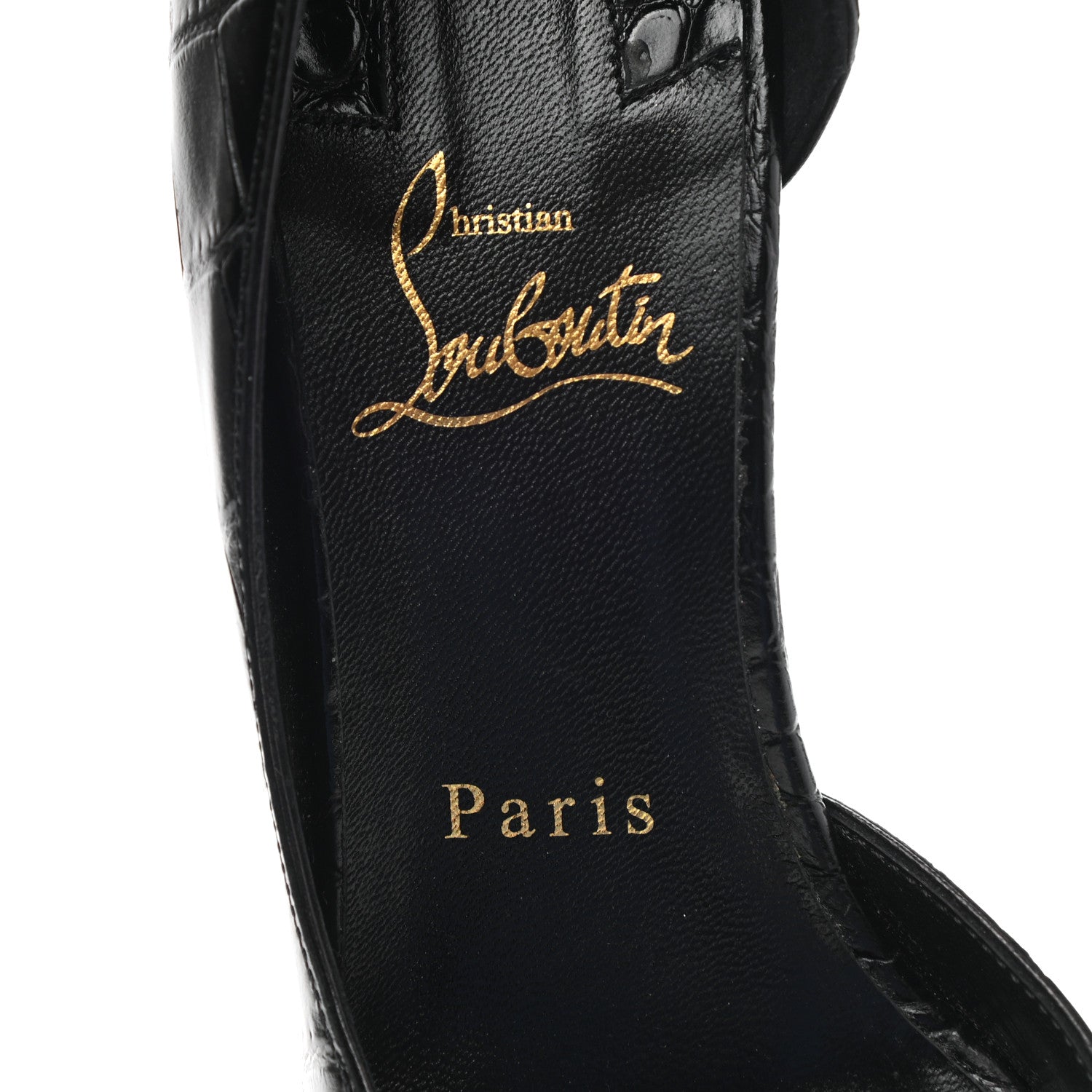Christian Louboutin Crocodile Embossed Calfskin Iriza 100 Pumps 36 Black 7 of 9