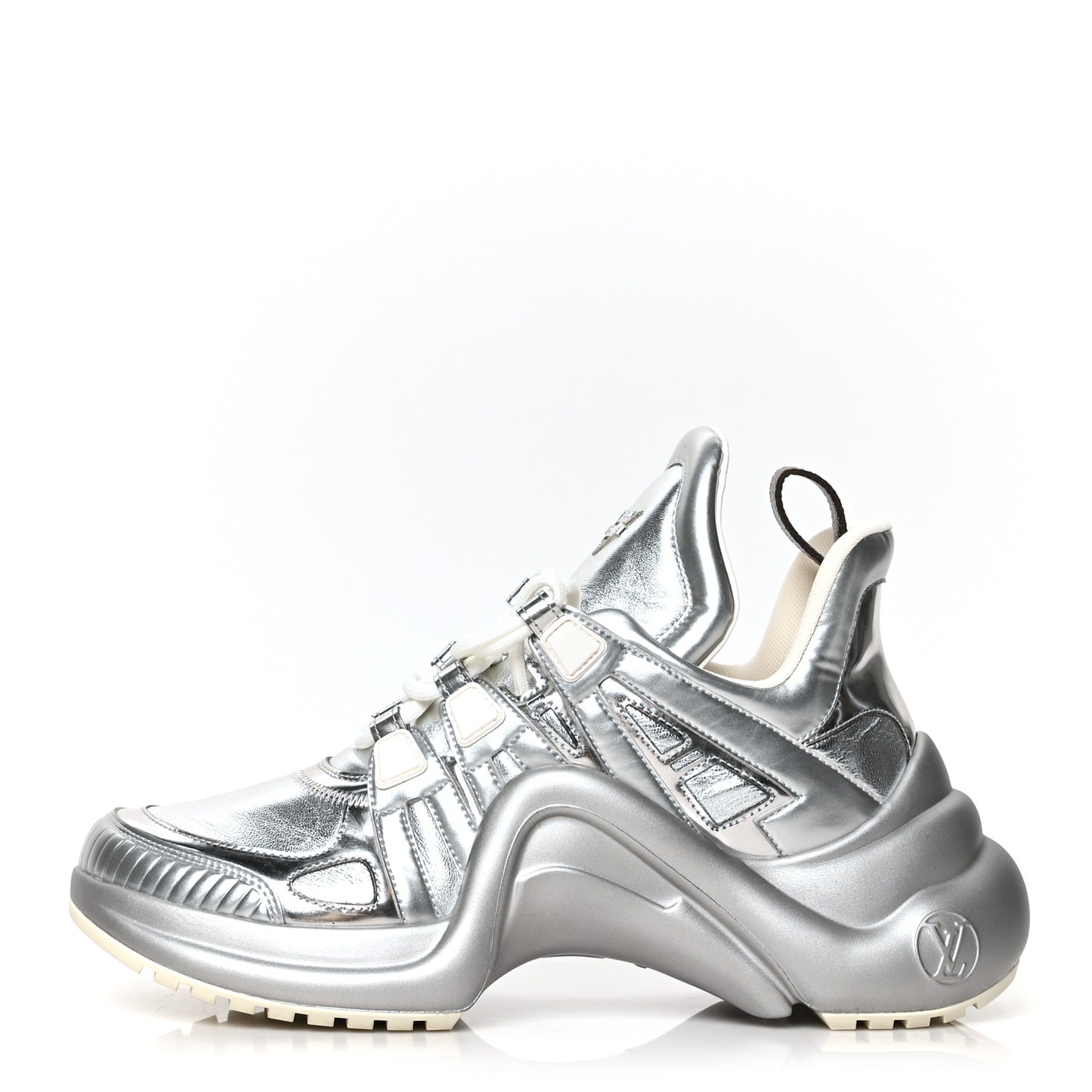 Metallic Calfskin Technical Nylon LV Archlight Sneakers 39 Silver