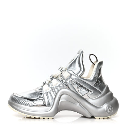 Louis Vuitton Metallic Calfskin Technical Nylon LV Archlight Sneakers 39 Silver 1 of 7