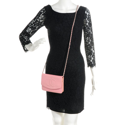 Chanel Caviar Timeless CC Wallet on Chain WOC Pink 2 of 8
