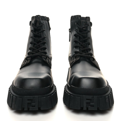 Fendi Vitello Fabric Jacquard FF 1974 Mens Fendi Force Ankle Combat Boots 12 Black Grigio 2 of 8