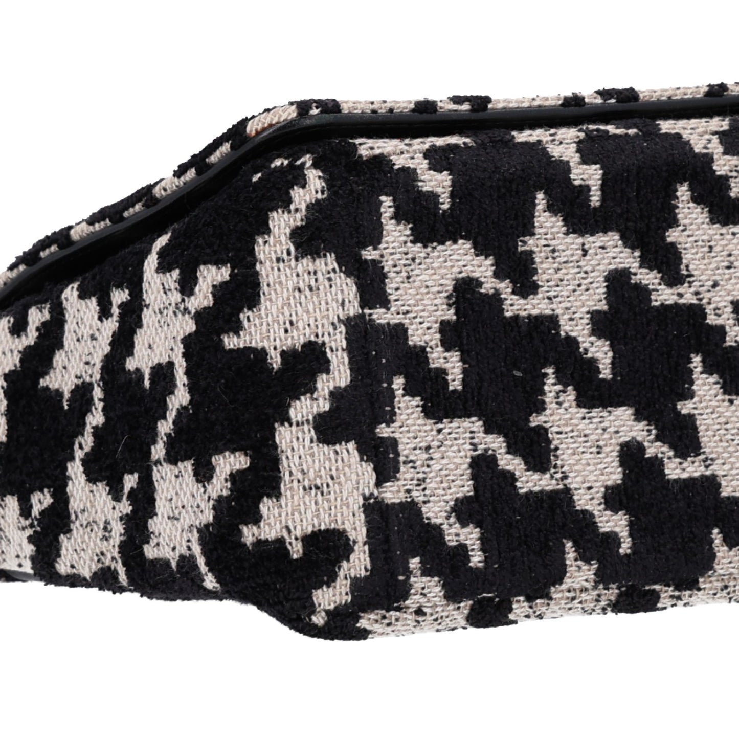 Technical Canvas Macro Houndstooth Medium Caro Bag Black White
