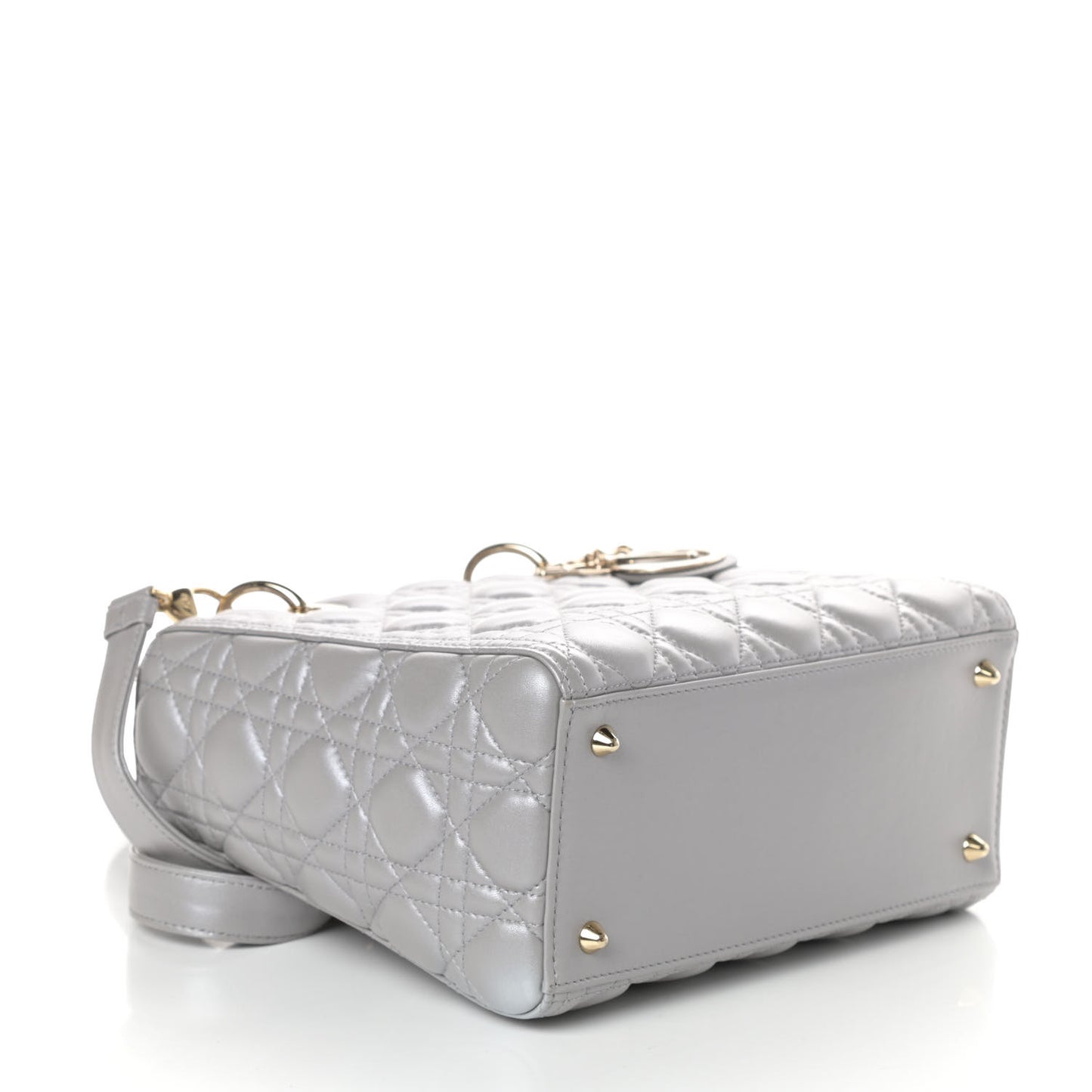 Pearly Lambskin Cannage Medium Lady Dior Grey