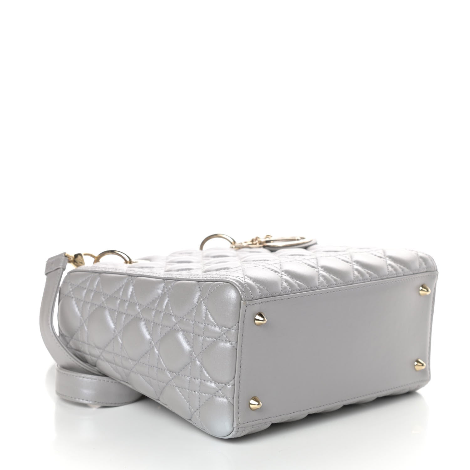 Christian Dior Pearly Lambskin Cannage Medium Lady Dior Grey 6 of 11