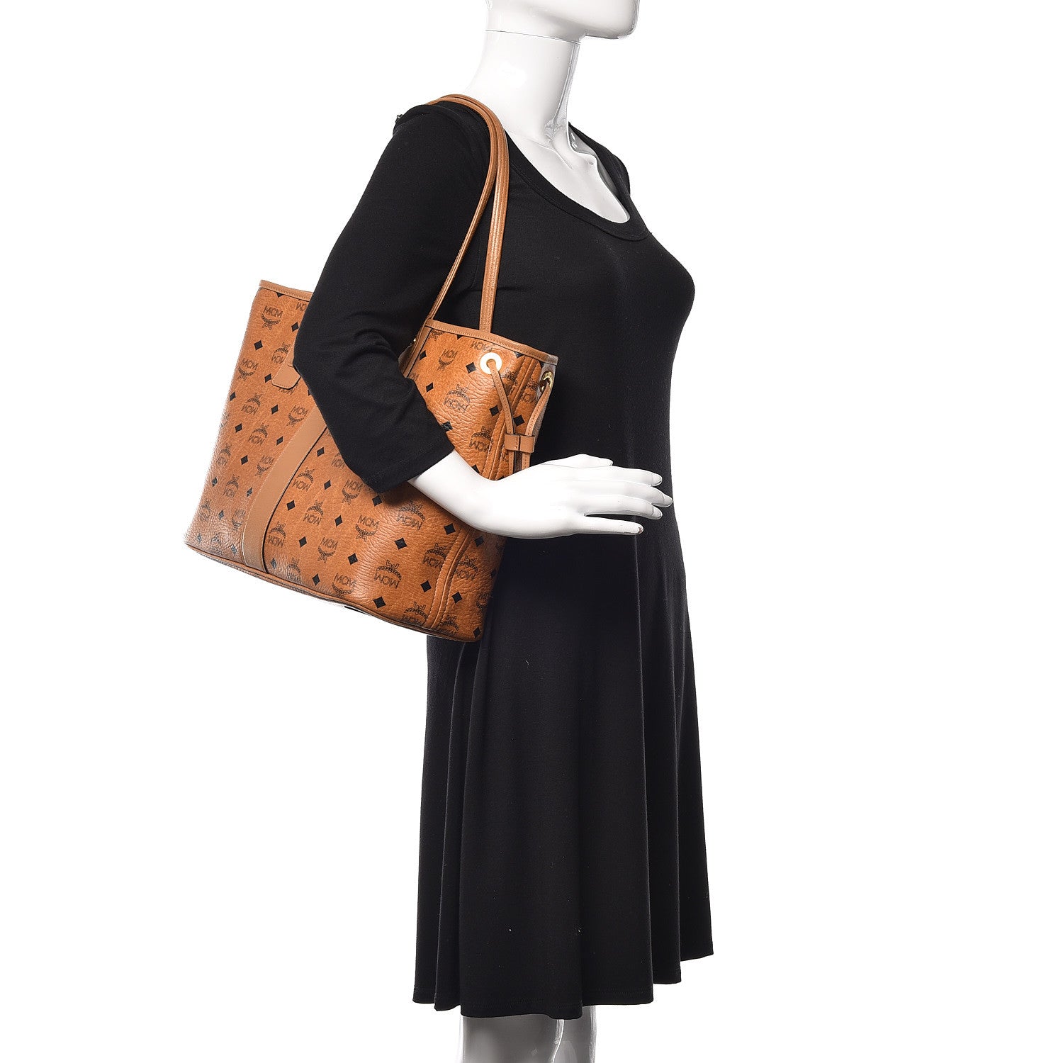 MCM Visetos Medium Liz Reversible Shopper Tote Cognac 2 of 17
