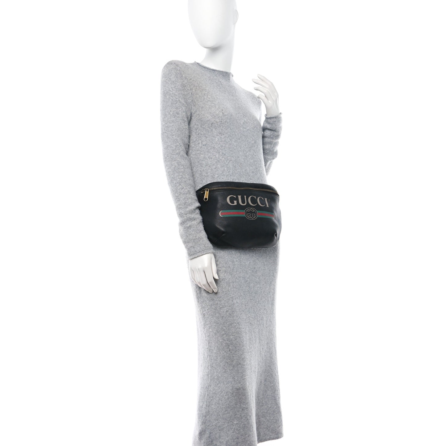 Grained Calfskin Logo Belt Bag Black