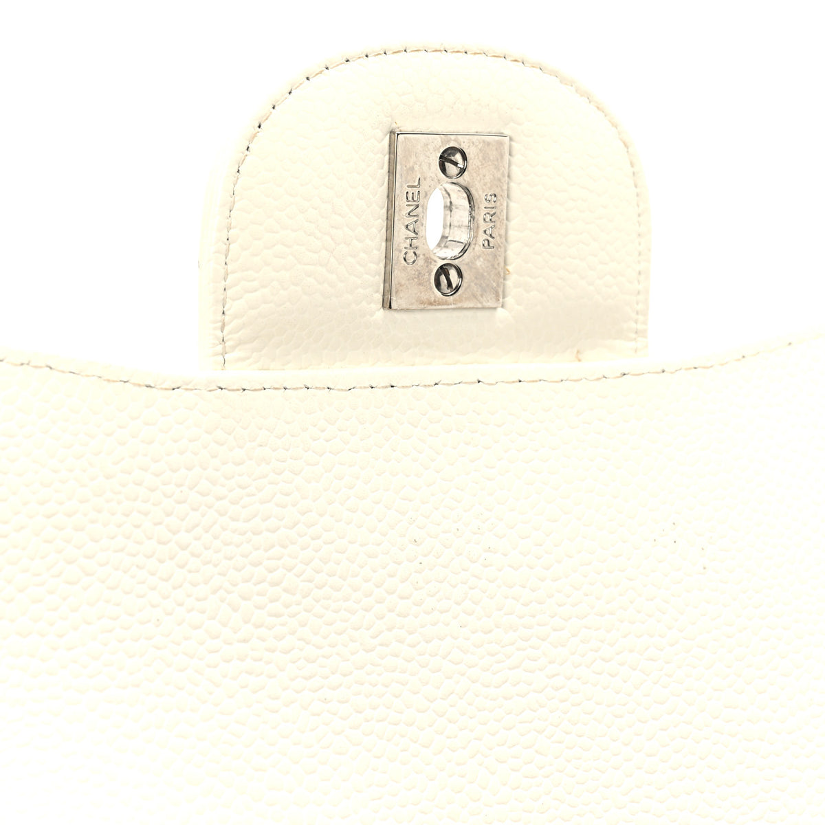 Chanel Caviar Quilted Jumbo Single Flap White 7 of 12