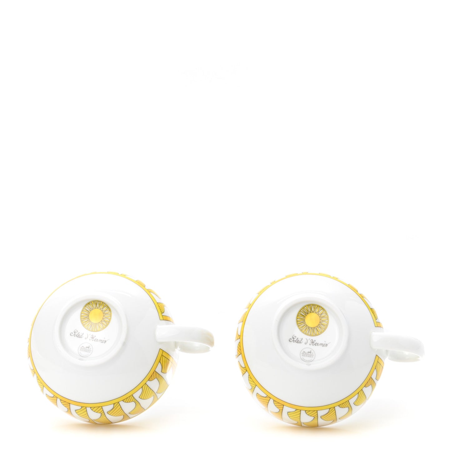 Porcelain Soleil d'Hermes Breakfast Cup And Saucer Set Of 2