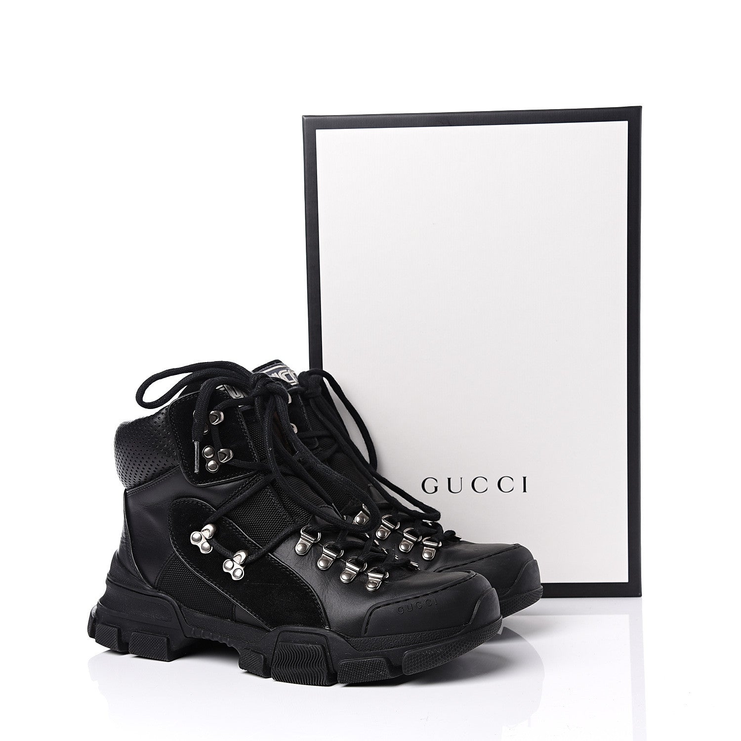 Gucci X SEGA Calfskin Suede Technical Canvas Womens Flashtrek High-Top Sneakers 40.5 Black 10 of 10