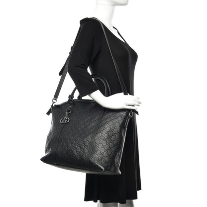 Gucci Guccissima Large GG Charm Convertible Dome Satchel Black 2 of 9
