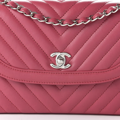 Chanel Lambskin Chevron Medium Single Flap Fuchsia 10 of 11
