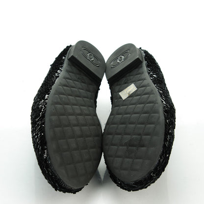 Chanel Sequin CC Loafers 38.5 Black 5 of 9