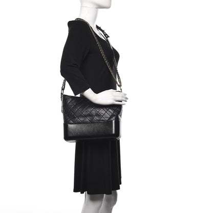 Chanel Aged Calfskin Quilted Medium Gabrielle Hobo Black 2 of 11