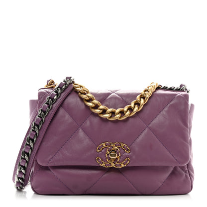 Chanel Goatskin Quilted Medium Chanel 19 Flap Violet Purple 1 of 12